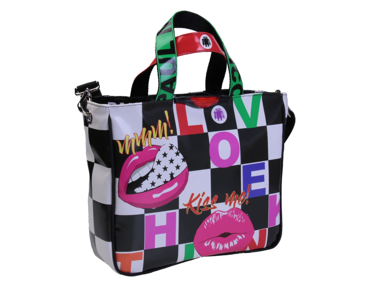 BORSA DONNA FANTASIA POP. MODELLO GLAM IN TELONE CAMION.