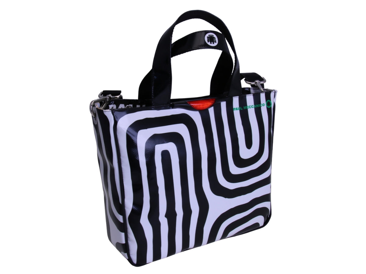 BORSA DONNA BLACK &amp; WHITE. MODELLO GLAM IN TELONE CAMION.