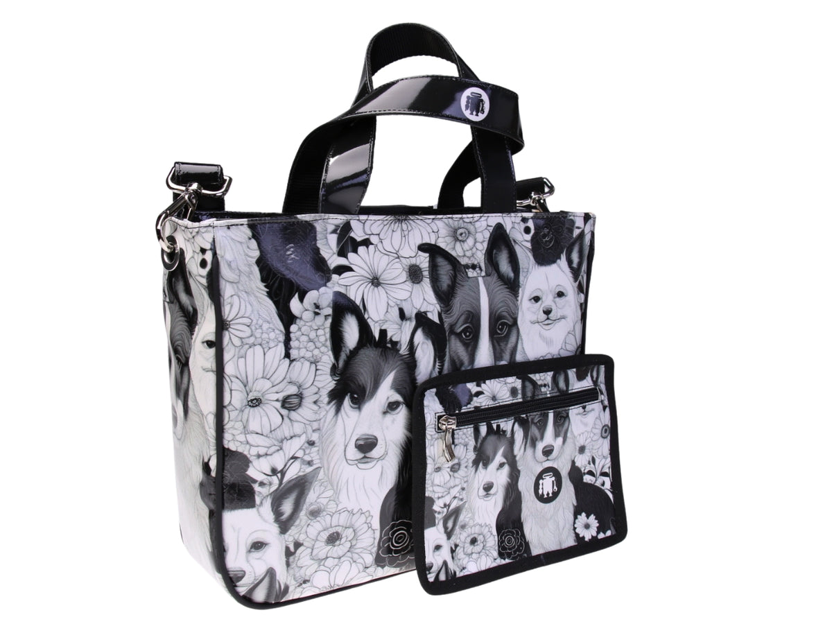 BORSA DONNA &quot;CANI&quot;. MODELLO GLAM IN TELONE CAMION.