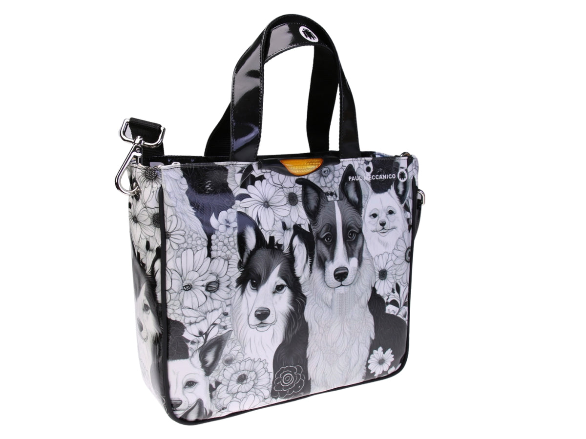 BORSA DONNA &quot;CANI&quot;. MODELLO GLAM IN TELONE CAMION.