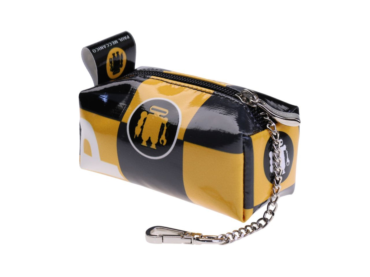 PORTACHIAVI AD ASTUCCIO NERO E GIALLO FANTASIA SCACCHI.