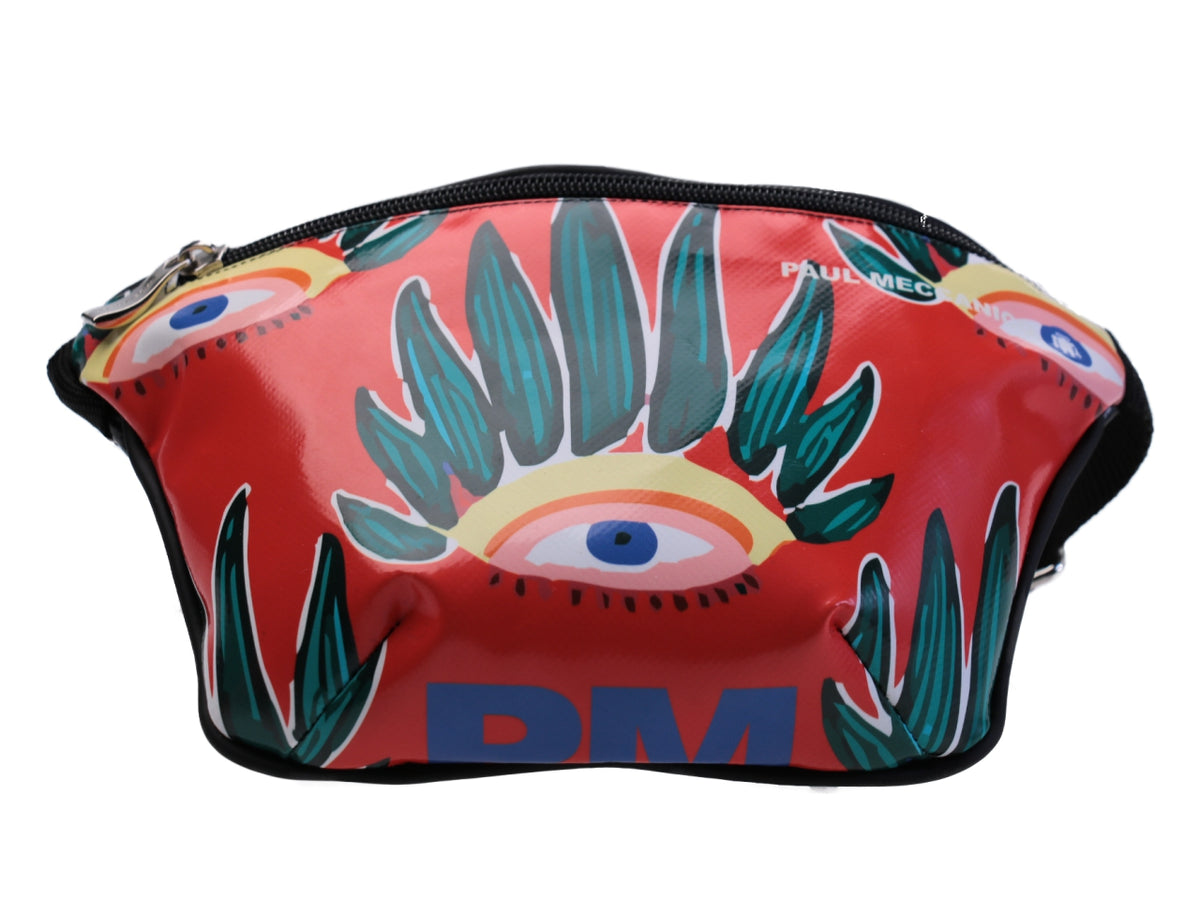 RED WAIST BAG &quot;WATERCOLOR&quot;. MODEL FLEX MADE OF LORRY TARPAULIN. - Limited Edition Paul Meccanico