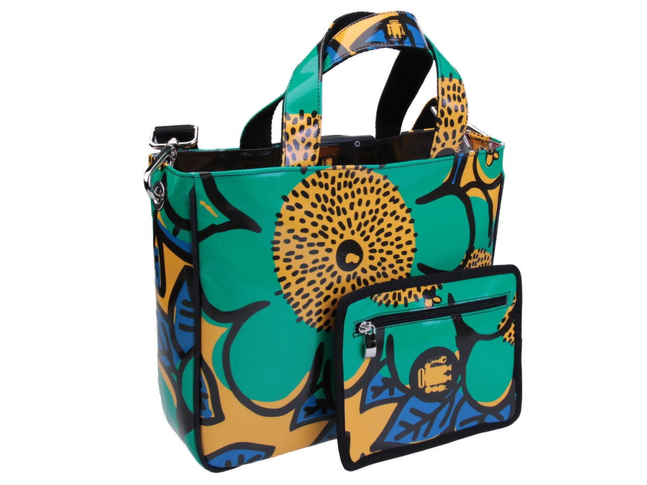 TOTE BAG FLORAL FANTASY. MODEL GLAM MADE OF LORRY TARPAULIN. - Unique Pieces Paul Meccanico