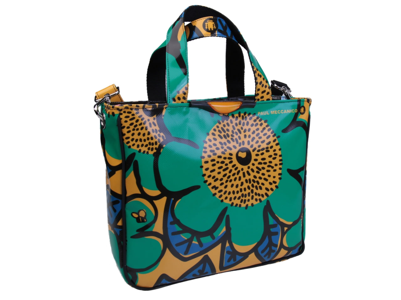 TOTE BAG FLORAL FANTASY. MODEL GLAM MADE OF LORRY TARPAULIN. - Unique Pieces Paul Meccanico