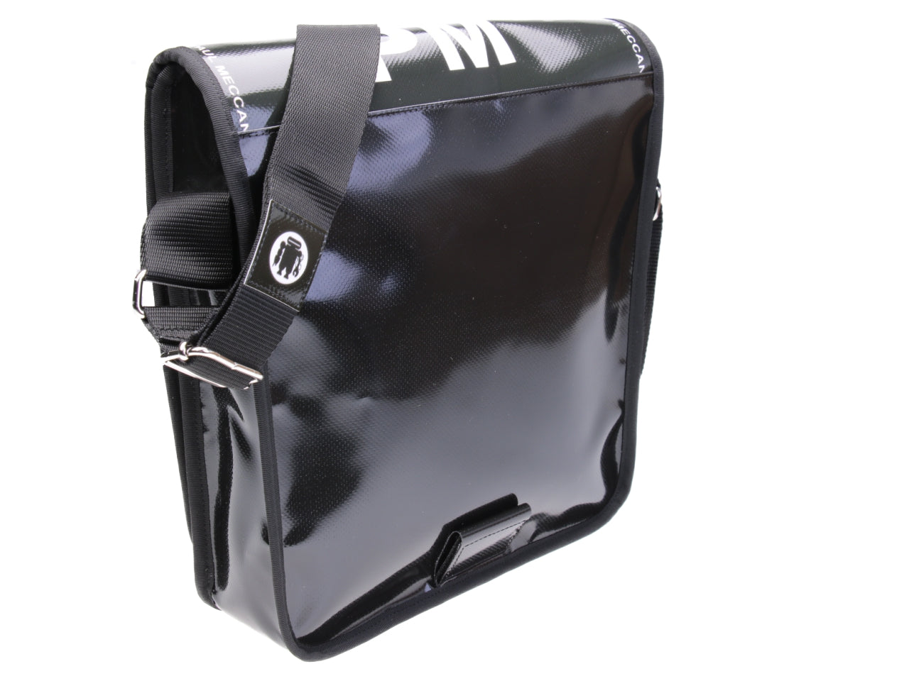 BLACK AND WHITE CROSSBODY BAG. MODEL BAUBAU MADE OFF LORRY TARPAULIN. - Special Edition Paul Meccanico