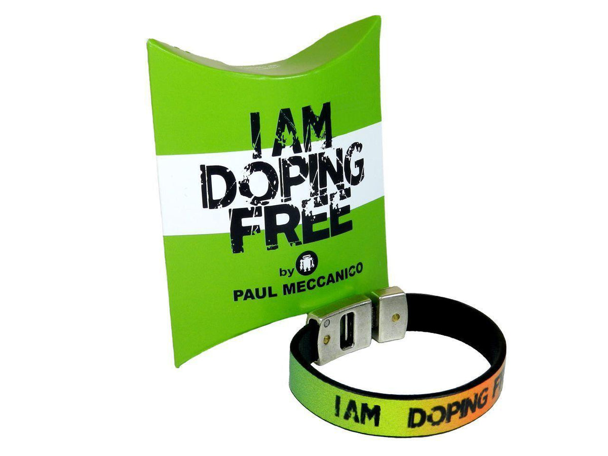 MAN&#39;S BRACELET I AM DOPING FREE BY PAUL MECCANICO MULTICOLOR BLUE GREEN YELLOW ORANGE - Limited Edition Paul Meccanico