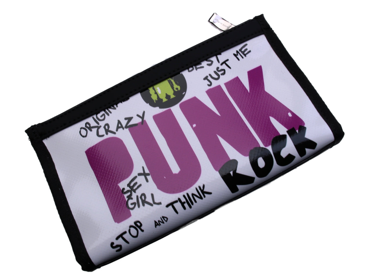 LARGE WHITE WOMEN'S WALLET "PUNK". MODEL PIT MADE OF LORRY TARPAULIN. - Limited Edition Paul Meccanico