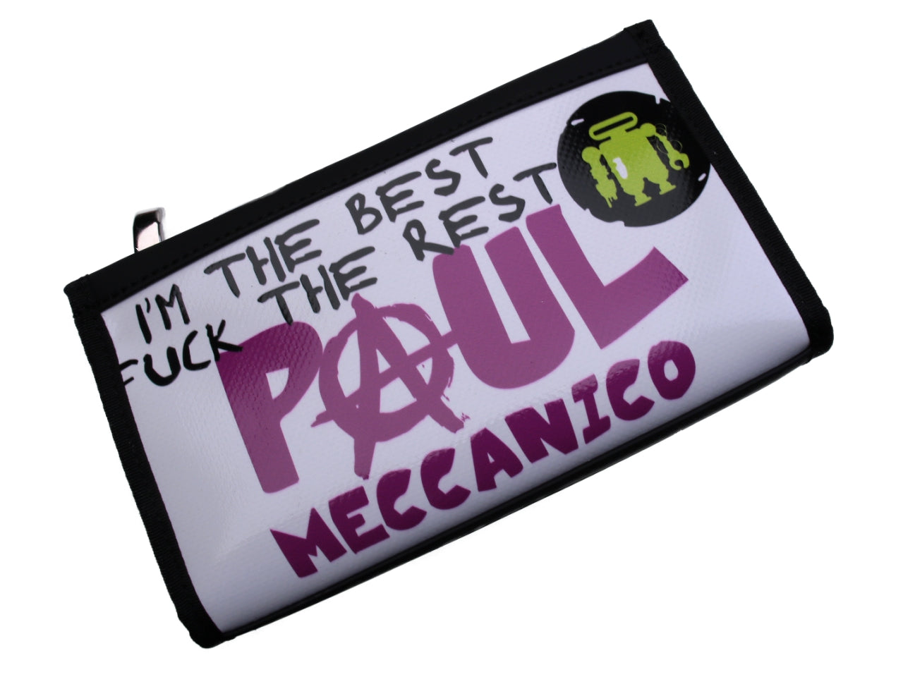LARGE WHITE WOMEN'S WALLET "PUNK". MODEL PIT MADE OF LORRY TARPAULIN. - Limited Edition Paul Meccanico