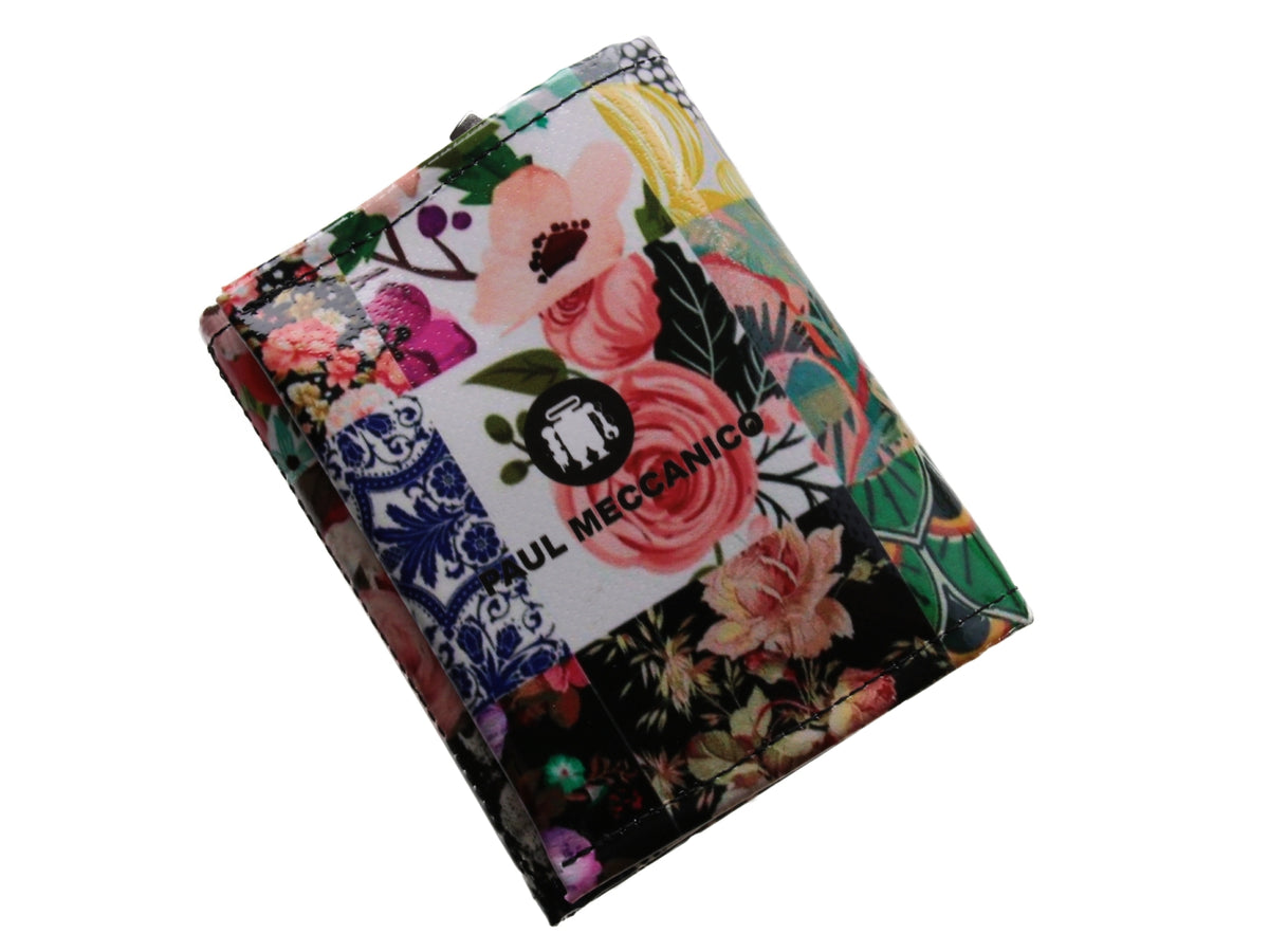 WOMEN&#39;S WALLET FLORAL FANTASY. MODEL TREK MADE OF LORRY TARPAULIN. - Limited Edition Paul Meccanico