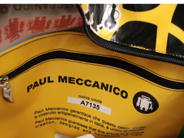 BORSA DA VIAGGIO O SPORTIVA DI GRANDI DIMENSIONI NERA E GIALLA. MODELLO RAID REALIZZATO CON TELONE DA CAMION - immagine 7