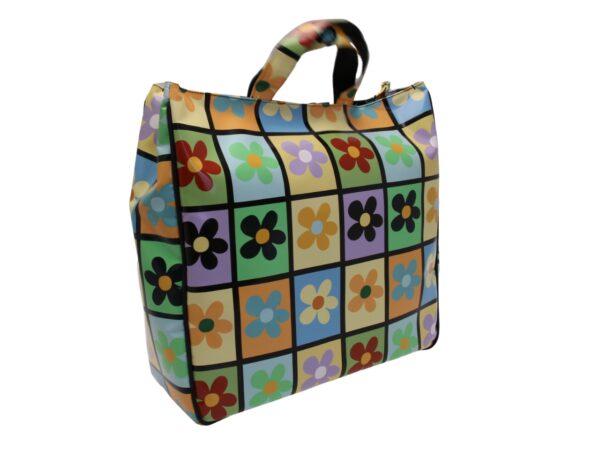 MAXI TOTE BAG MULTICOLORE CON FANTASIA FLOREALE. MODELLO AIRSTONE IN TELONE CAMION - immagine 2