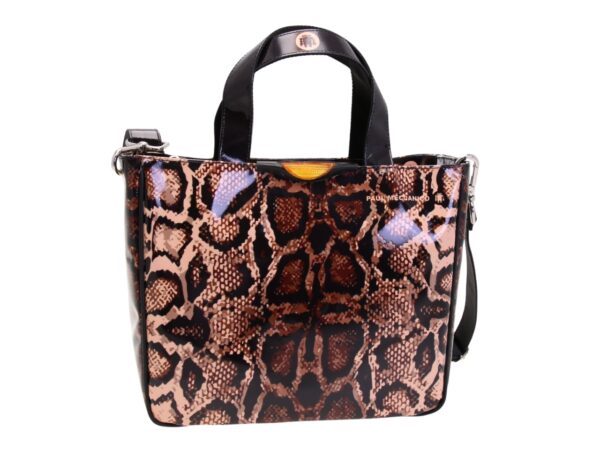 BORSA DONNA CON FANTASIA ANIMALIER. MODELLO GLAM REALIZZATO IN TELONE CAMION