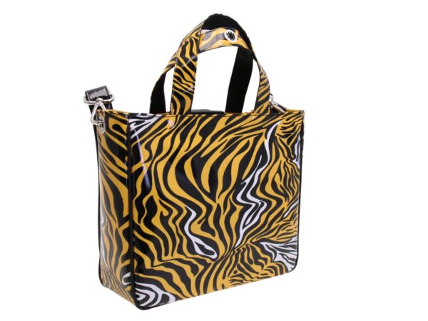 BORSA DONNA CON FANTASIA ANIMALIER. MODELLO GLAM REALIZZATO IN TELONE CAMION  (Copia) - immagine 4