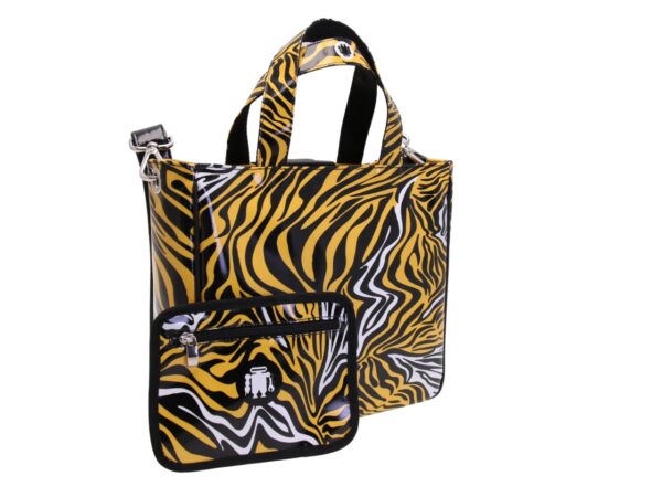 BORSA DONNA CON FANTASIA ANIMALIER. MODELLO GLAM REALIZZATO IN TELONE CAMION  (Copia) - immagine 3