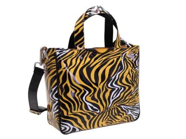 BORSA DONNA CON FANTASIA ANIMALIER. MODELLO GLAM REALIZZATO IN TELONE CAMION  (Copia) - immagine 2
