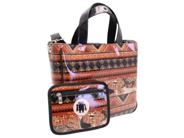 BORSA DONNA FANTASIA ETNICA. MODELLO GLAM REALIZZATO IN TELONE CAMION. - immagine 4