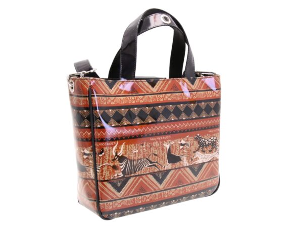 BORSA DONNA FANTASIA ETNICA. MODELLO GLAM REALIZZATO IN TELONE CAMION. - immagine 3