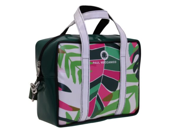 BORSA DA DONNA RETTANGOLARE CON FANTASIA FLOREALE. MODELLO PINCA IN TELONE CAMION. - immagine 2
