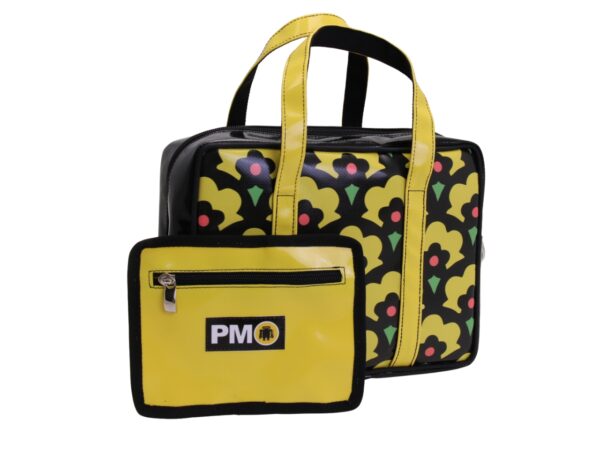 BORSA DA DONNA RETTANGOLARE CON FANTASIA FLOREALE. MODELLO PINCA IN TELONE CAMION. - immagine 3