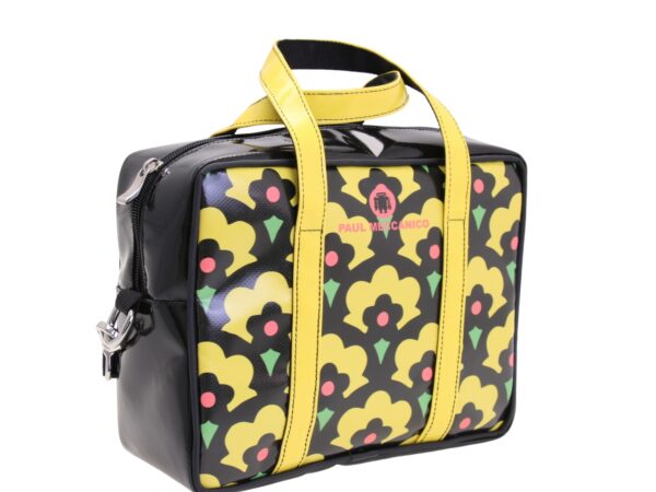 BORSA DA DONNA RETTANGOLARE CON FANTASIA FLOREALE. MODELLO PINCA IN TELONE CAMION. - immagine 2
