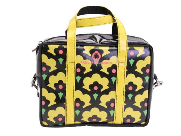 BORSA DA DONNA RETTANGOLARE CON FANTASIA FLOREALE. MODELLO PINCA IN TELONE CAMION.