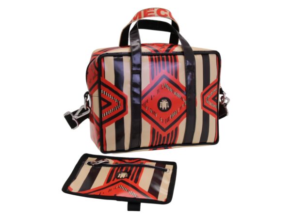 BORSA RETTANGOLARE DA DONNA CON FANTASIA ETNICA. MODELLO PINCA IN TELONE CAMION. - immagine 4