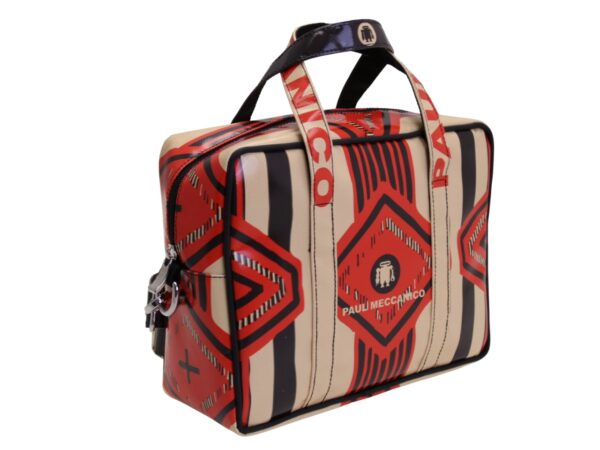 BORSA RETTANGOLARE DA DONNA CON FANTASIA ETNICA. MODELLO PINCA IN TELONE CAMION. - immagine 2
