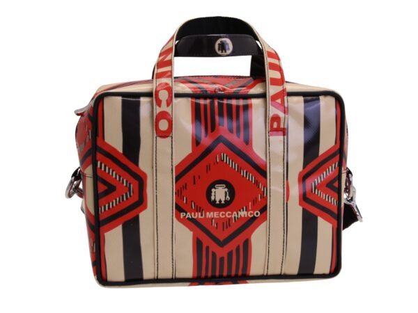 BORSA RETTANGOLARE DA DONNA CON FANTASIA ETNICA. MODELLO PINCA IN TELONE CAMION.