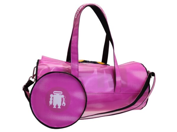 BORSONE SPORTIVO ROSA. MODELLO ROLLING REALIZZATO IN TELONE CAMION. - immagine 5