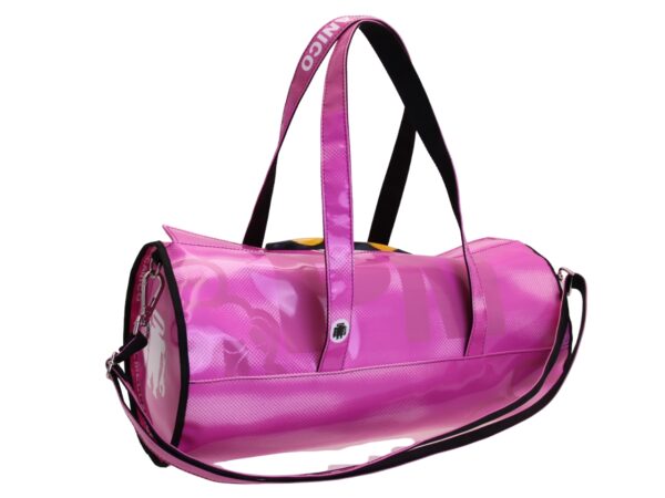 BORSONE SPORTIVO ROSA. MODELLO ROLLING REALIZZATO IN TELONE CAMION. - immagine 4