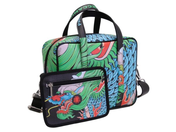 BORSA DONNA RETTANGOLARE CON FANTASIA ORIENTALE. MODELLO PINCA IN PELLE SINTETICA MARTELLATA. - immagine 3