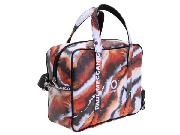BORSA DA DONNA RETTANGOLARE CON FANTASIA ZEBRATA. MODELLO PINCA IN PELLE SINTETICA MARTELLATA. - immagine 2