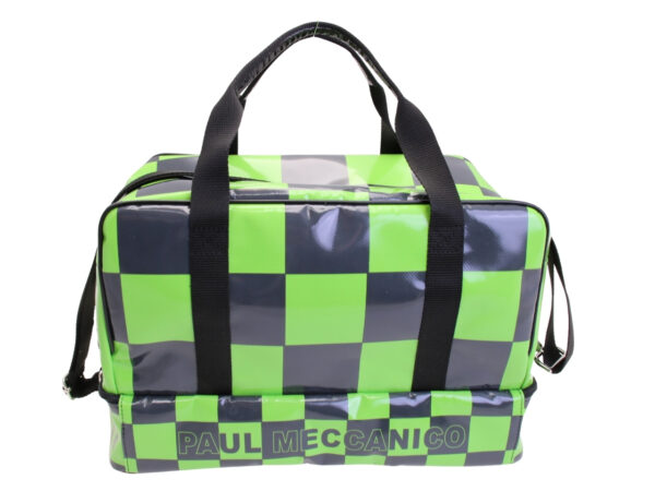 BORSA BAGAGLIO A MANO NERA E VERDE MISURE 40 X 20 X 25 CM. MODELLO FLYME IN TELONE CAMION. - immagine 3