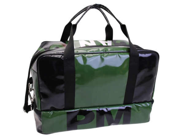 BORSA BAGAGLIO A MANO NERA E VERDONE 40 X 20 X 25 CM. MODELLO FLYME IN TELONE CAMION. - immagine 3