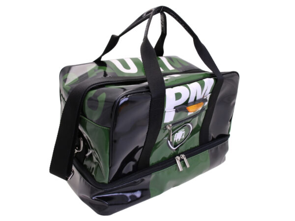 BORSA BAGAGLIO A MANO NERA E VERDONE 40 X 20 X 25 CM. MODELLO FLYME IN TELONE CAMION. - immagine 2