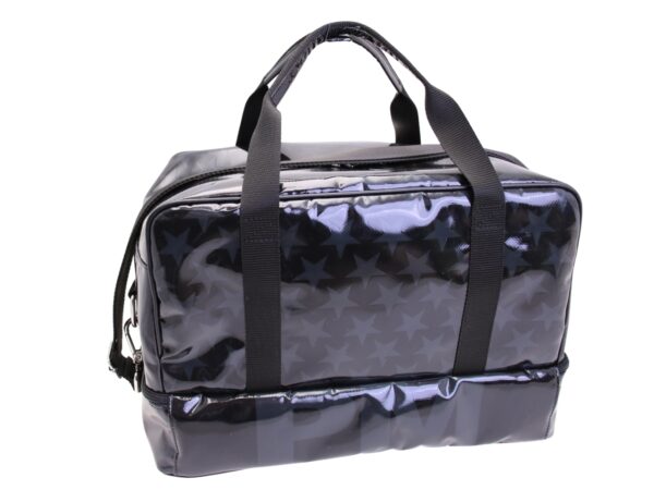 BORSA BAGAGLIO A MANO NERA CON "STELLE" 40 X 20 X 25 CM. MODELLO FLYME IN TELONE CAMION. - immagine 2