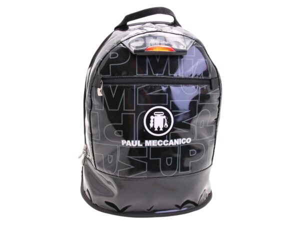 ZAINO NERO CON FANTASIA LETTERING. MODELLO SUPER REALIZZATO IN TELONE CAMION.
