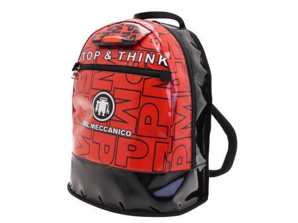 ZAINO NERO E ROSSO CON FANTASIA LETTERING. MODELLO SUPER REALIZZATO CON TELONE CAMION. - immagine 3