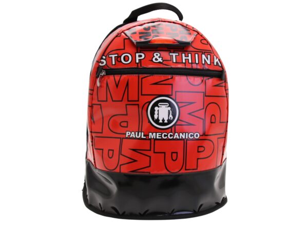 ZAINO NERO E ROSSO CON FANTASIA LETTERING. MODELLO SUPER REALIZZATO CON TELONE CAMION.