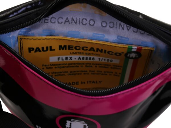 MARSUPIO FUCSIA E NERO. MODELLO FLEX REALIZZATO CON TELONE DA CAMION. - immagine 4