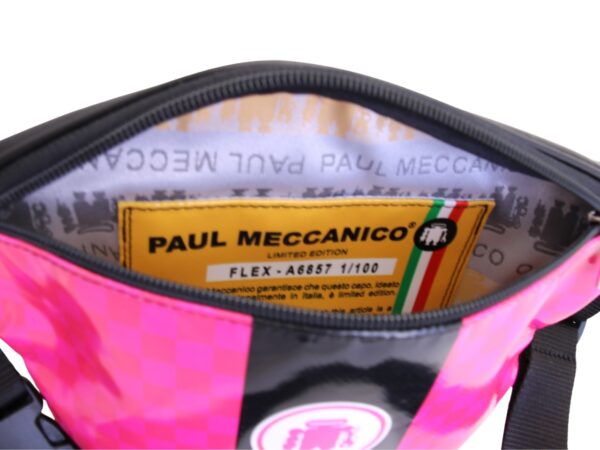 MARSUPIO FUCSIA E NERO. MODELLO FLEX REALIZZATO IN TELONE CAMION. - immagine 4