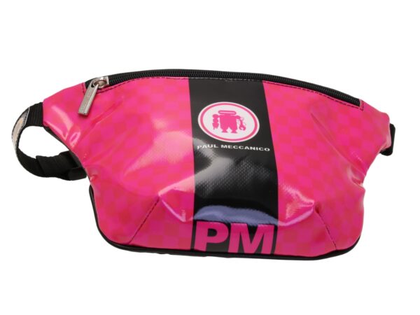 MARSUPIO FUCSIA E NERO. MODELLO FLEX REALIZZATO IN TELONE CAMION. - immagine 2