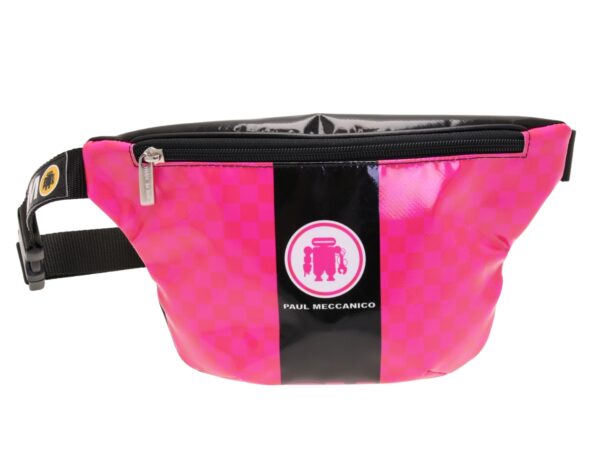 MARSUPIO FUCSIA E NERO. MODELLO FLEX REALIZZATO IN TELONE CAMION.
