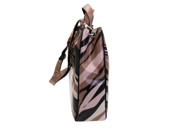 MAXI TOTE BAG CON FANTASIA ANIMALIER. MODELLO AIRSTONE REALIZZATO IN TELONE CAMION - immagine 3