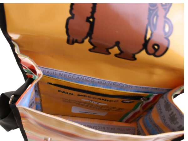 MAXI BORSA A TRACOLLA MULTICOLORE CON EFFETTO SFUMATO. MODELLO BREAK REALIZZATO IN TELONE CAMION. - immagine 7