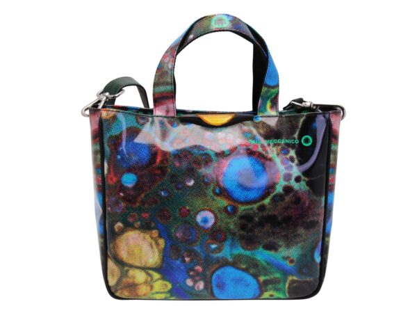 TOTE BAG CON FANTASIA TIE DYE. MODELLO GLAM REALIZZATO IN TELONE CAMION.