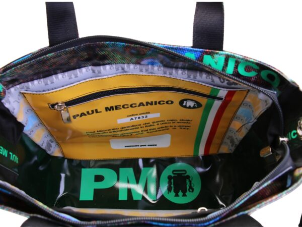TOTE BAG CON FANTASIA TIE DYE. MODELLO GLAM REALIZZATO IN TELONE CAMION. - immagine 6
