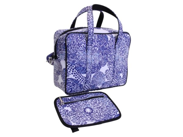 BORSA DA DONNA RETTANGOLARE BIANCA CON FANTASIA FLOREALE. MODELLO PINCA IN PELLE SINTETICA MARTELLATA. - immagine 4