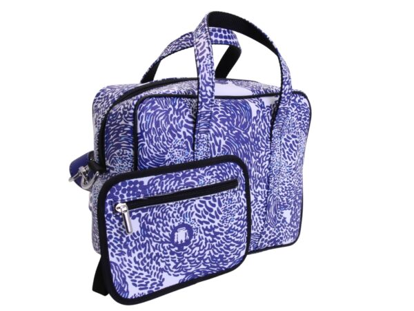 BORSA DA DONNA RETTANGOLARE BIANCA CON FANTASIA FLOREALE. MODELLO PINCA IN PELLE SINTETICA MARTELLATA. - immagine 3