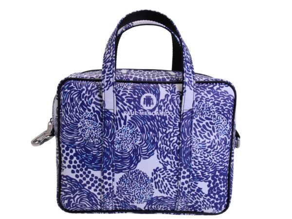 BORSA DA DONNA RETTANGOLARE BIANCA CON FANTASIA FLOREALE. MODELLO PINCA IN PELLE SINTETICA MARTELLATA.